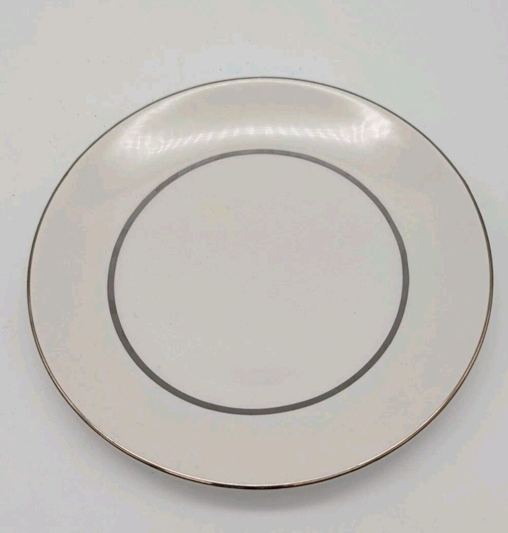 Ironstone Silver Elegance Salem England Bread Plate Platinum Rim Dessert